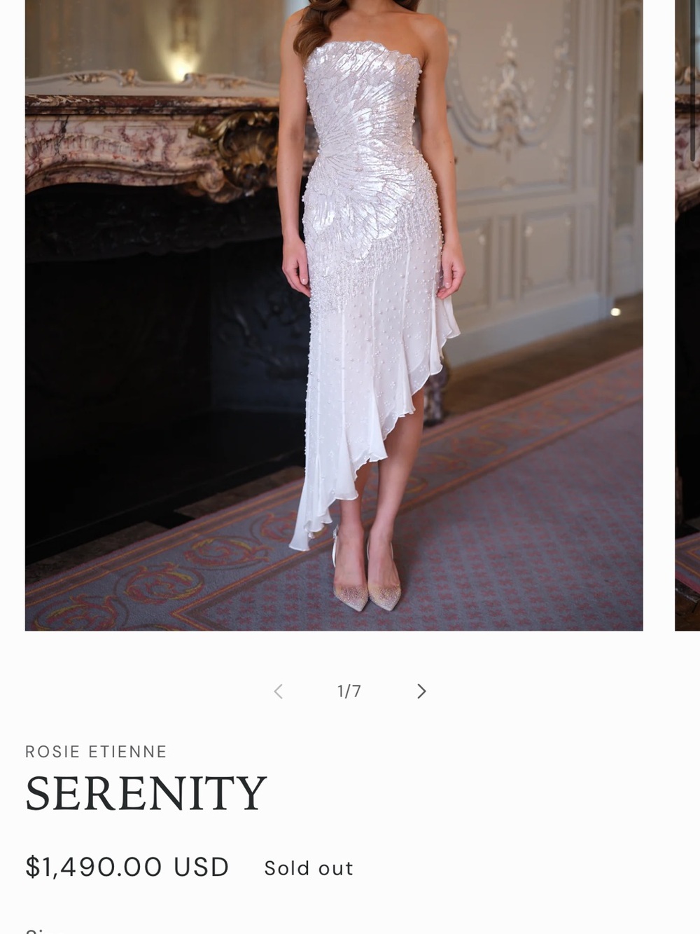 Rosie Etienne Serenity Strapless White Beaded Asymmetric Dress